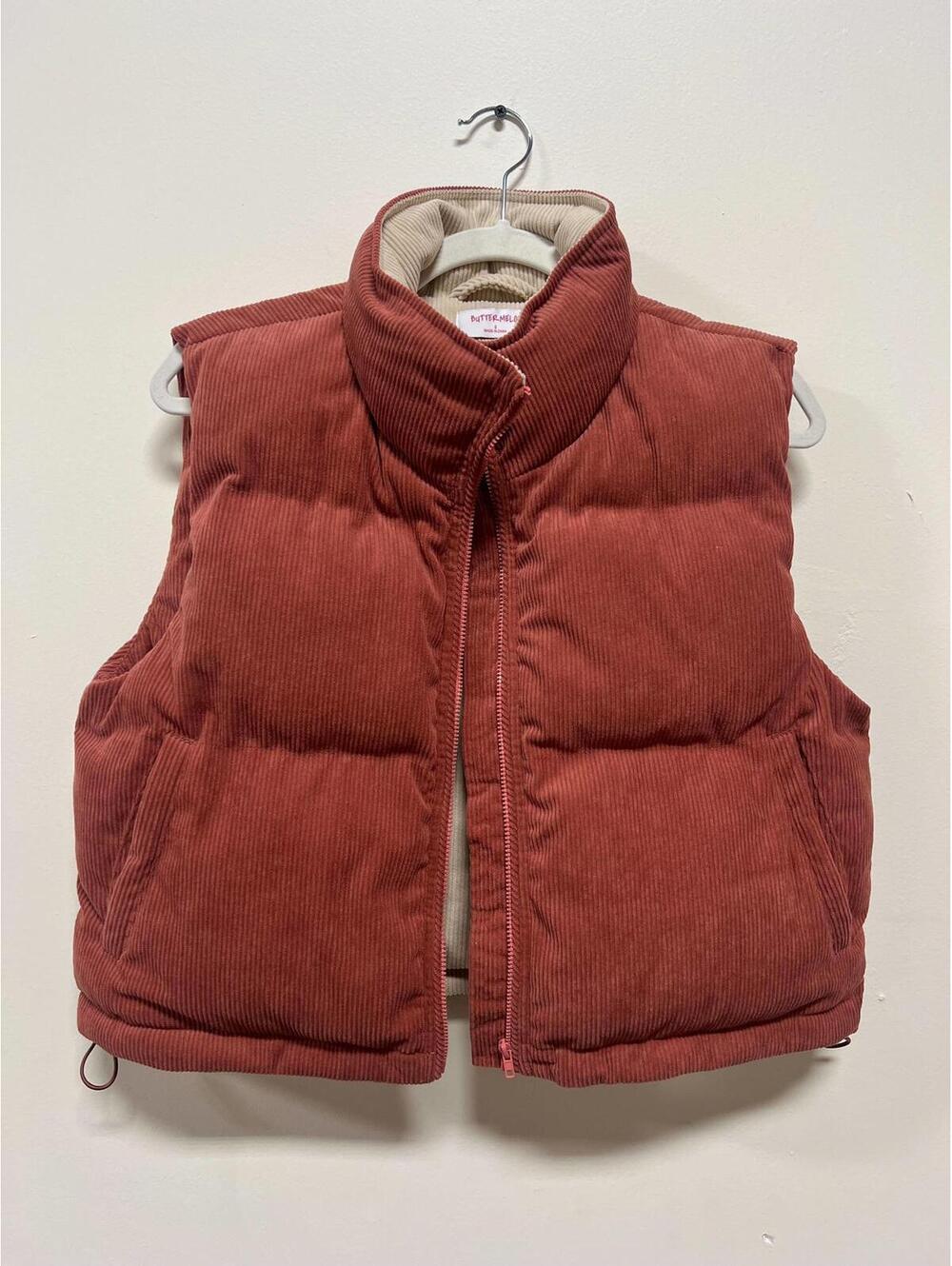 ADOREME CORDUROY PUFFER VEST Red